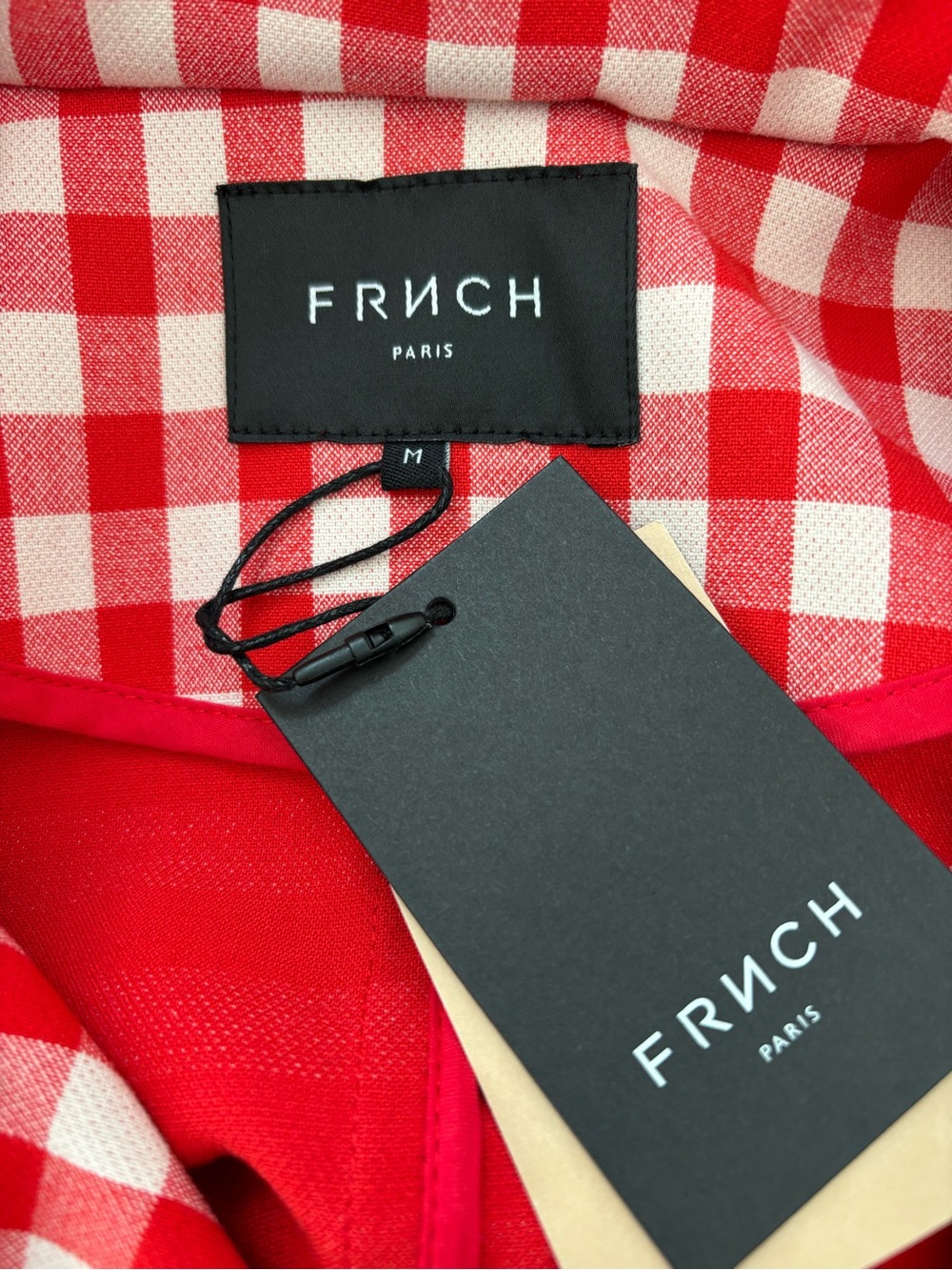 FRNCH Gingham Knit Double Breasted Jacket NWT Red & White Classic Preppy M - Picture 6 of 8